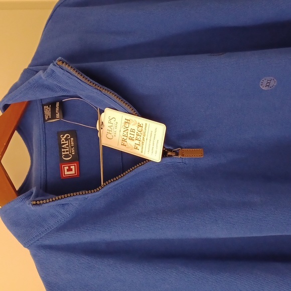 Chaps Blue French Ribbed Fleece Pullover Long Sleeve NWT - Picture 2 of 11